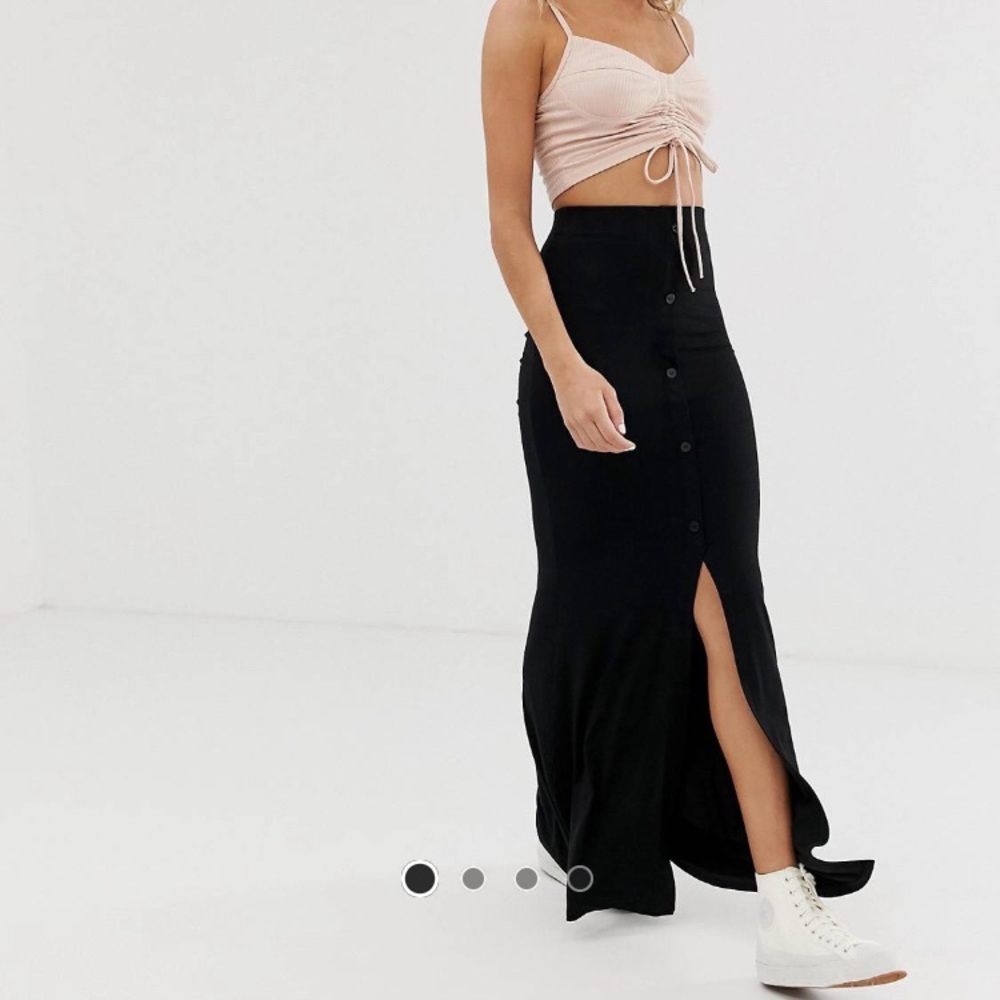 ASOS Design maxi skirt with button front